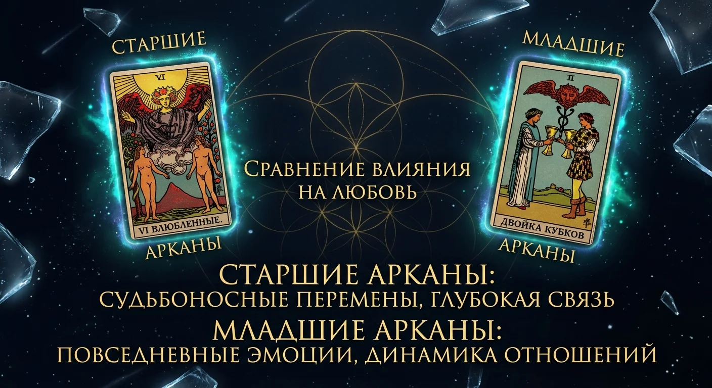 Сравнение влияния Старших и Младших Арканов Таро на любовные отношения.