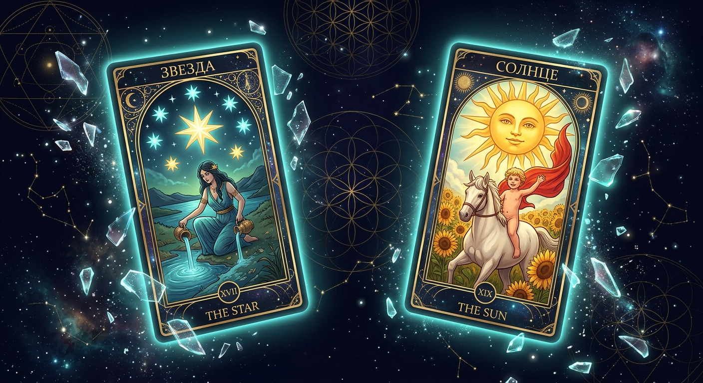 Арканы Звезда и Солнце как символы надежды и успеха в Таро.