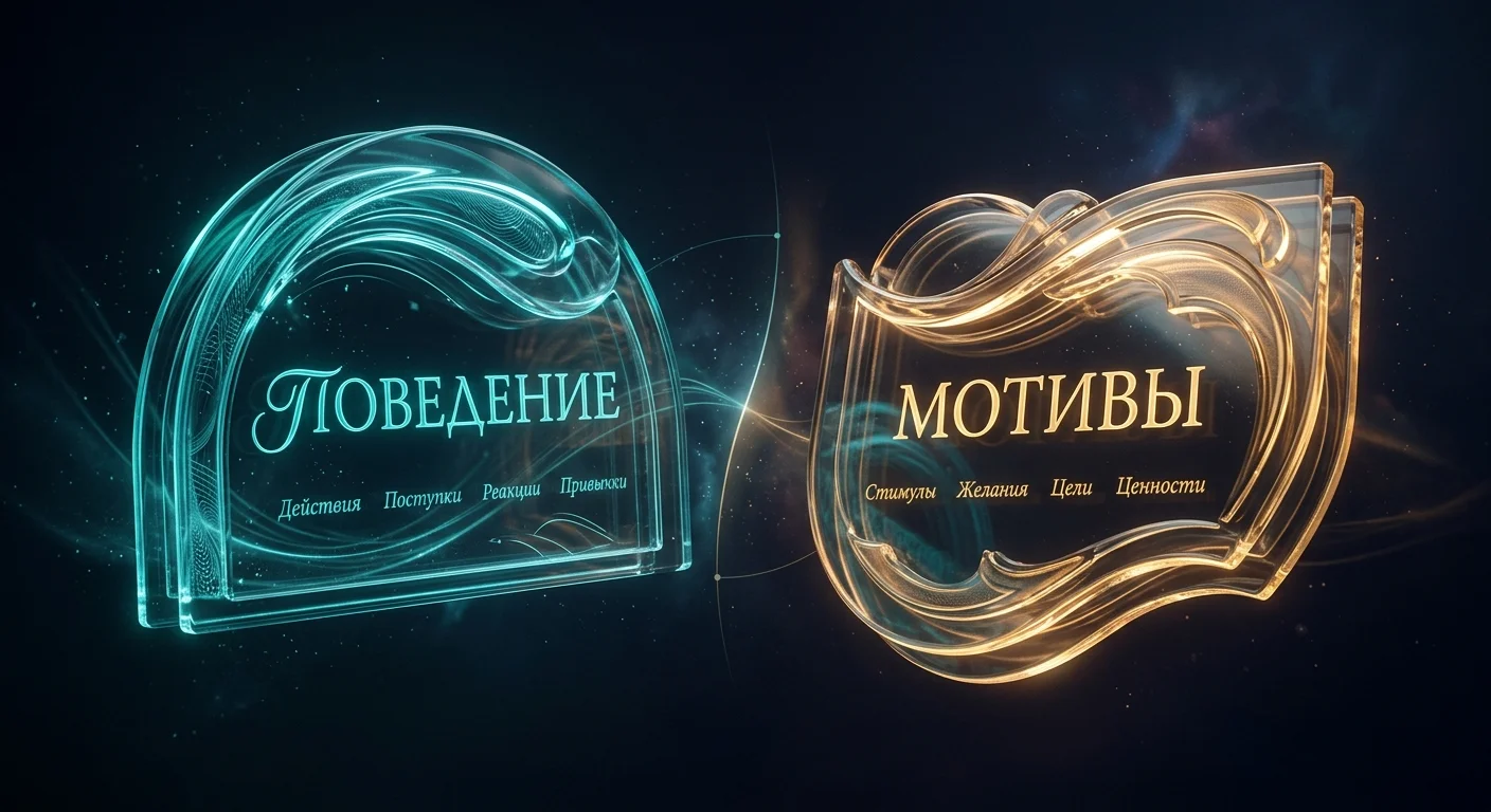 Таблица различий между поведением и скрытыми мотивами личности