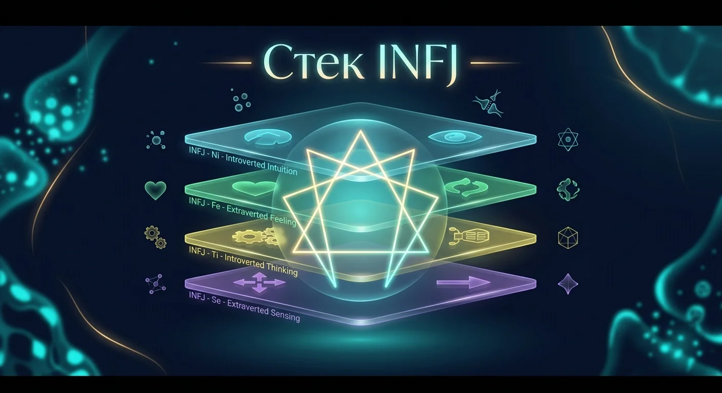 Когнитивный стек INFJ — схема Ni-Fe-Ti-Se и связь с триадами эннеаграммы Когнитивный стек INFJ — схема Ni-Fe-Ti-Se и связь с триадами эннеаграммы