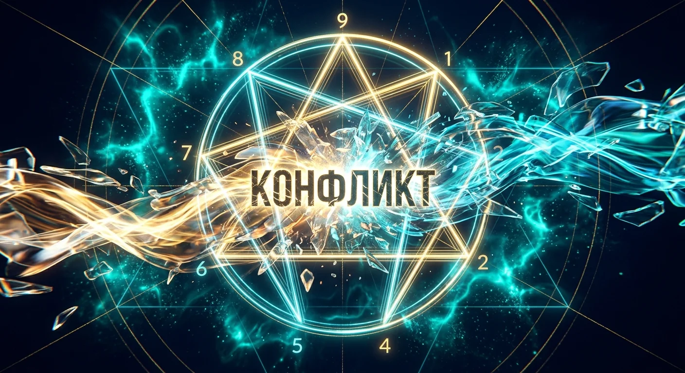 Иллюстрация столкновения защитных механизмов типов эннеаграммы при конфликте