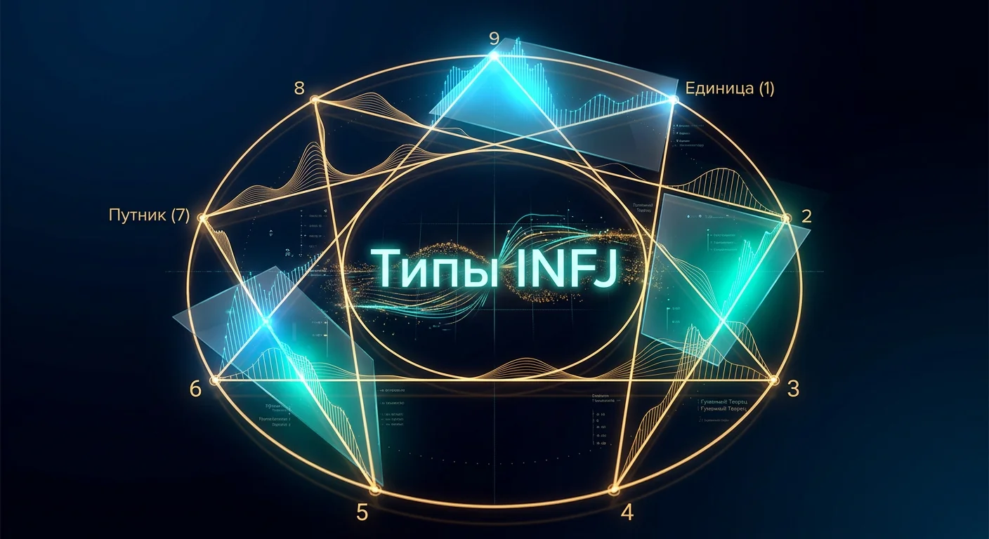 Распределение эннеатипов среди INFJ — диаграмма частотности по триадам Распределение эннеатипов среди INFJ — диаграмма частотности по триадам