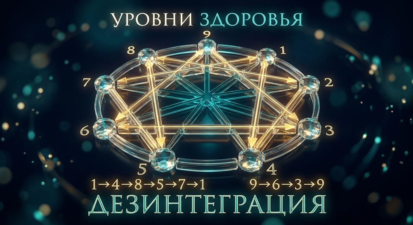Сравнение стрелок дезинтеграции и уровней здоровья — наглядная схема эннеаграммы Сравнение стрелок дезинтеграции и уровней здоровья — наглядная схема эннеаграммы