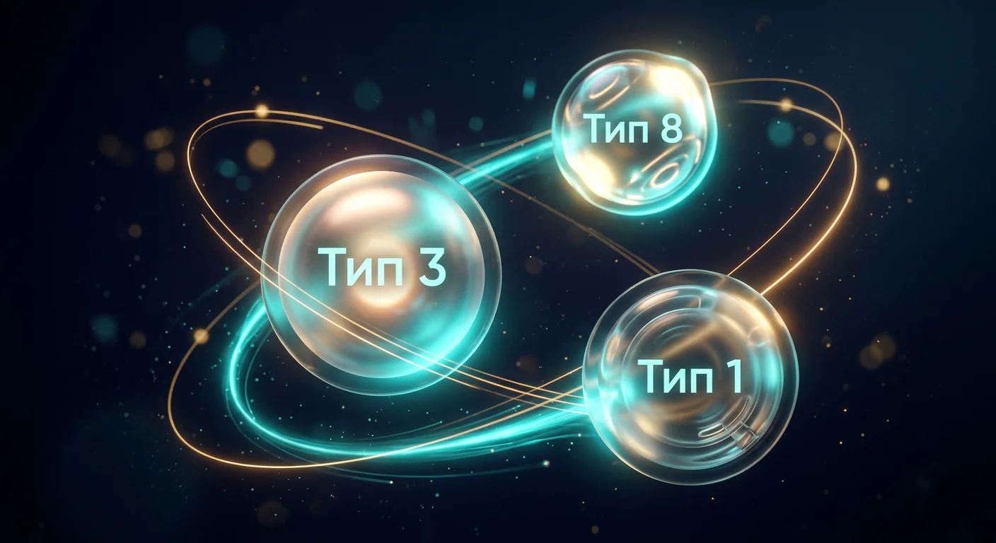 Сравнение типов 3, 8 и 1 в эннеаграмме по отношению к конкуренции
