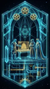 Карта Таро Тройка Пентаклей
